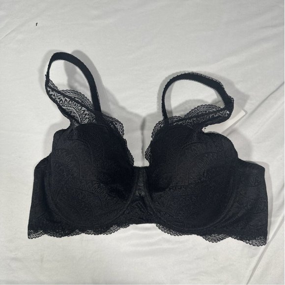 NWT $110‎ Simone Perele [ 40D ] Karma Underwire Lace Demi Bra in Black #6219 - Picture 4 of 11
